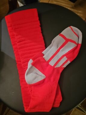 Red Athletic Crew Socks with Grey Support Zones